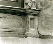 Typical of a great many rowhouses of the mid-nineteenth century in this area, the building was faced with a rather poor quality sandstone. In addition, it is likely that the blocks of stone were incorrectly laid. Shown here is a window detail.