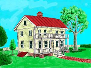 drawing of well maintained house