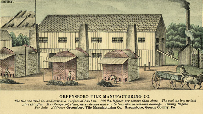 [Drawing] A drawing showing the kilns depicted in an 1876 atlas