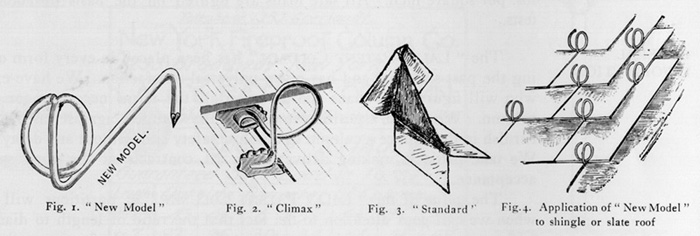 [Photo] Three models of snow guards manufactured by Folsom Snow Guard Company of Boston, Massachusetts.