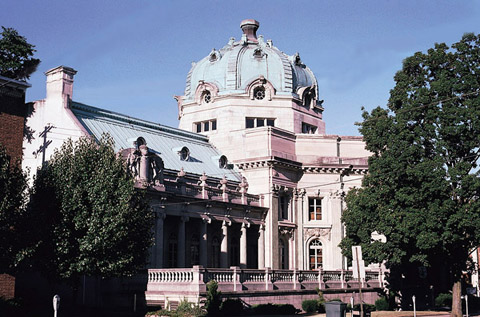 [Photo] Photograph showing the copper roof of the 1913 Handley Library in Winchester, Virginia