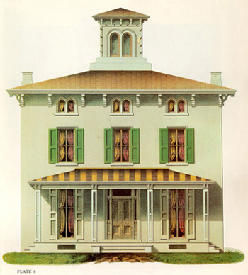 [Photo] A painting showing the striped verandah roof, a fashionable treatment before the Civil War.