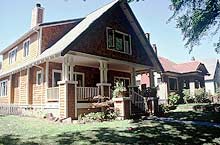 This is an image of a new residence based on the traditional Arts and Crafts style bungalow in form. The designer successfully created a somewhat larger and longer modern version of a bungalow that reads as contemporary. Photo: Courtesy, Oregon State Historic Preservation Office.