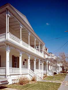 This is an image of the Delsea House and other houses in Cape May Historic District, New Jersey, that have been maintained and preserved over time. It illustrates the idea that PRESERVATION is at the top of the treatment hierarchy. Photo: HABS Collection, NPS.