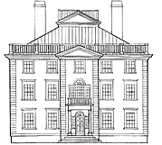 This is an image of a hypothetical house built by Colonel Chrisfield in 1790. Drawing: Martha L. Werenfels, AIA.