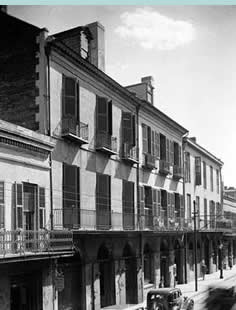 This is an early image of the French Quarter in New Orleans. The Vieux Carre Commission was created in 1937 to protect and preserve the local historic district. Photo: HABS Collection, HPS.