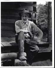 Tom Jeff Cupp outside of his cabin