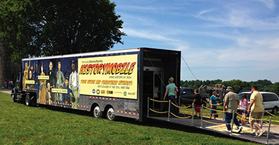 visitors walking into History Mobile