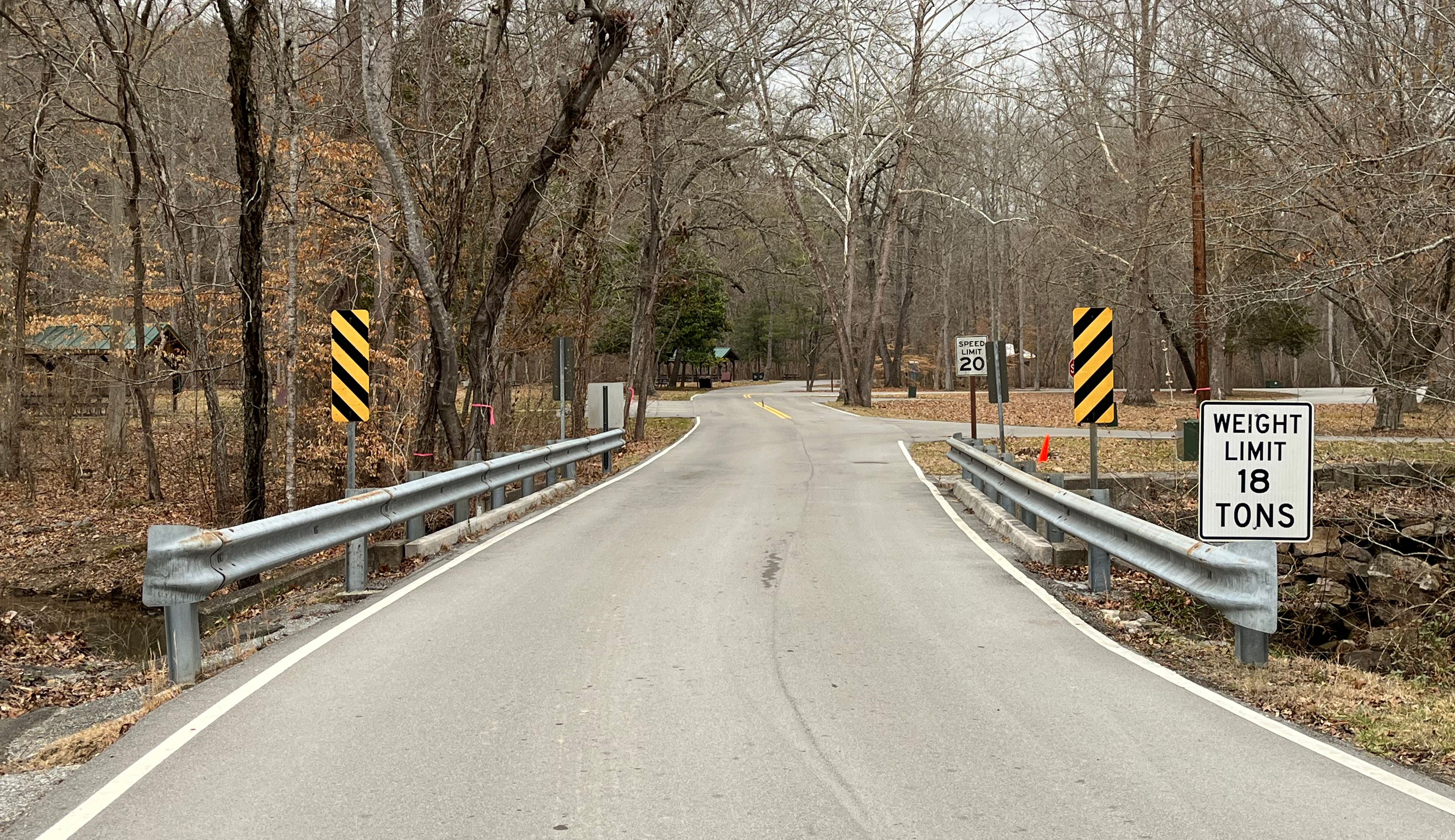 Bridge going over a creek.