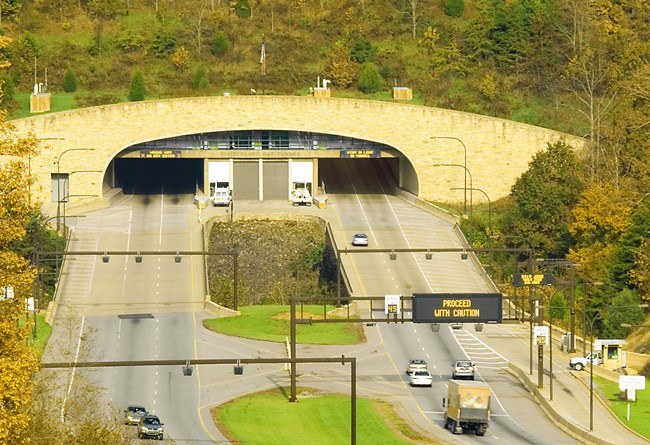 Above view perspective looking at the cumberland gap tunnel