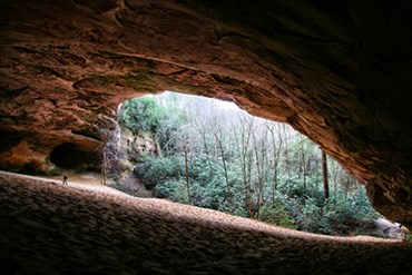 hiker in Sand Cave