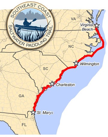 map of east coast and trail