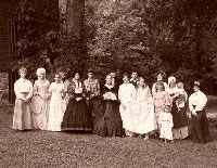 ladies dressed in historic clothing