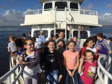 Students riding the ferry boat