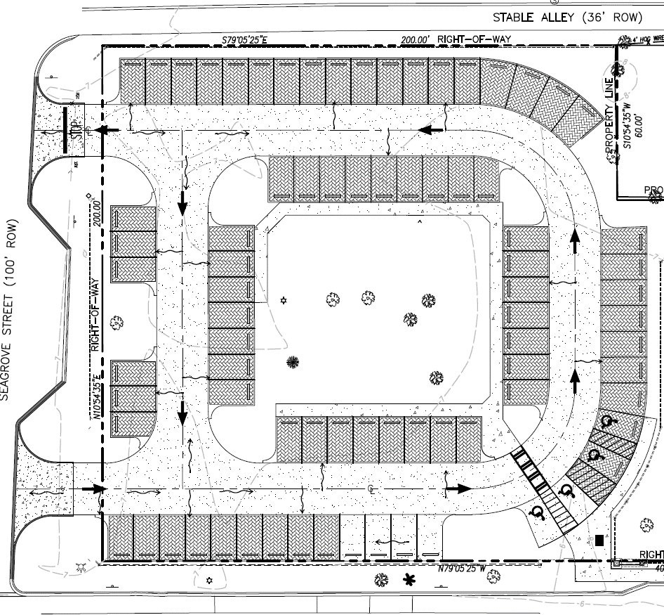 Parking lot plan Drawing of parking lot with parking spaces