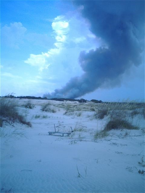 Smoke from the South Cut Fire as viewed from the beach Smoke from the South Cut Fire as viewed from the beach