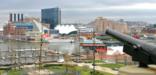 Baltimore's Inner Harbor seen from Federal Hill. Photography by Mark Dennis.