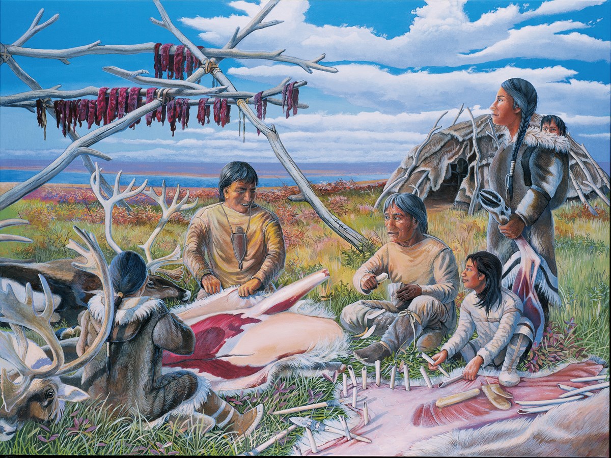 A painting depicting Native American life in the ancient Cuyahoga River Valley A painting depicting Native American life in the ancient Cuyahoga River Valley