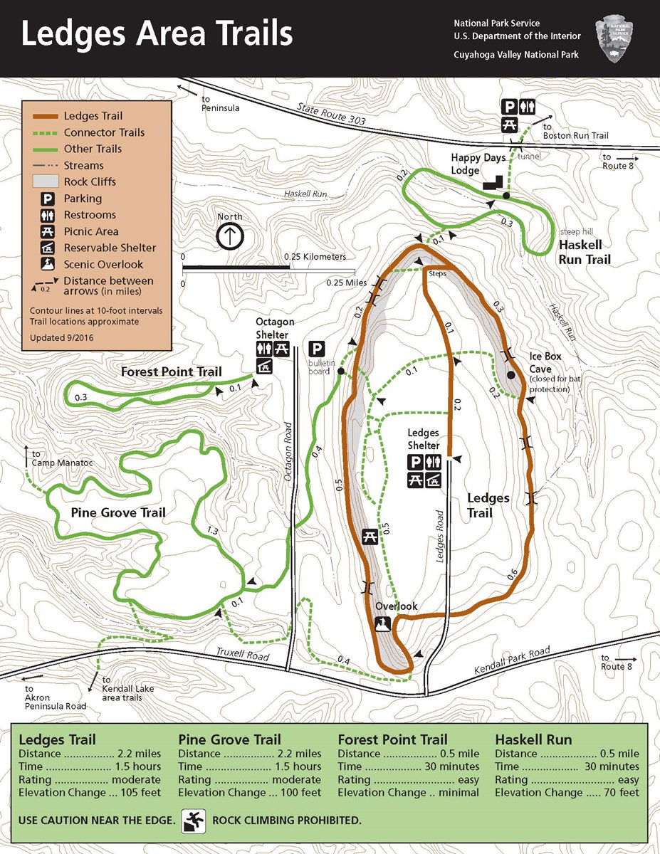 Map of the Ledges area and trails