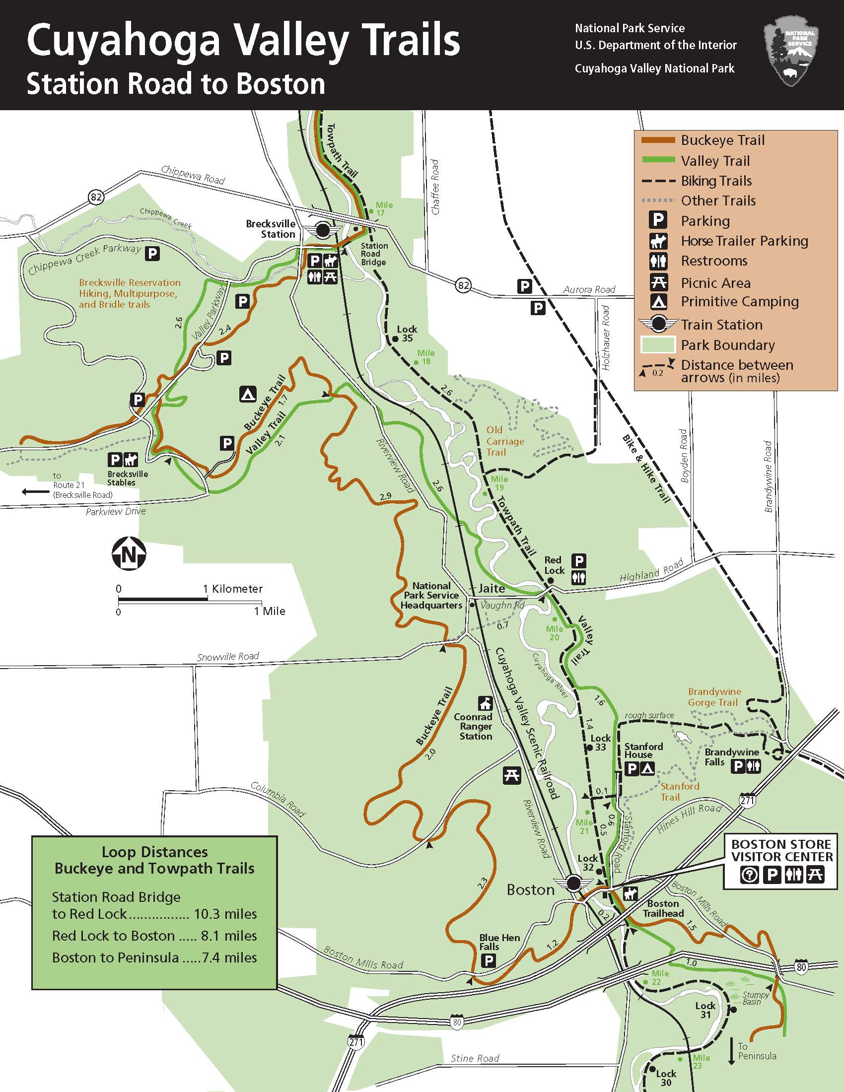 Map Of Cuyahoga Valley Trails From Boston To Everett. - Map of Cuyahoga Valley Trails from Boston to Everett.