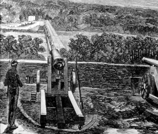 historical sketch of soldiers guarding the chain bridge