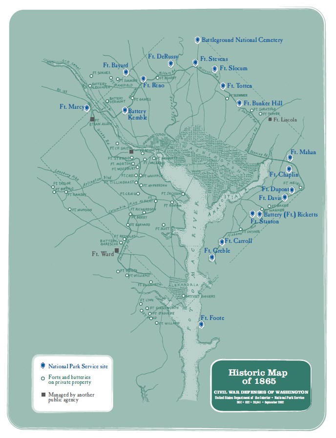1865 Historic Map with National Park Service Sites Highlighted