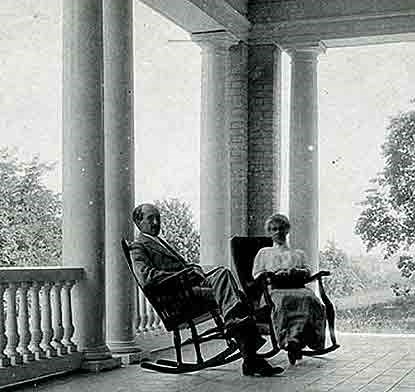 Katharine and Orville on the porch at Hawthorn Hill.