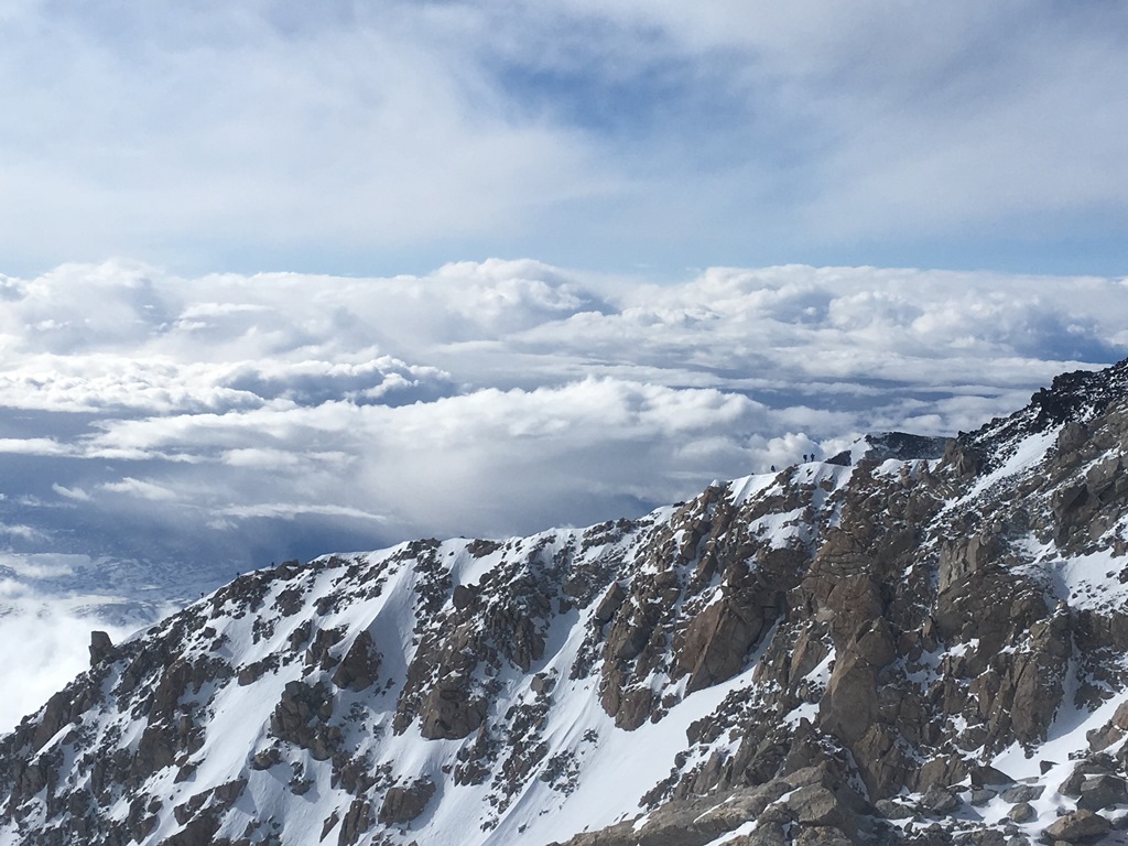 Rocky ridge with a backdrop of clouds