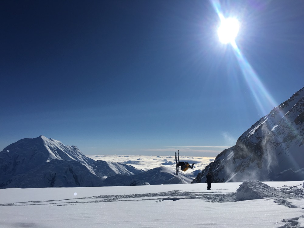 skier does backflip at 14,200-foot camp