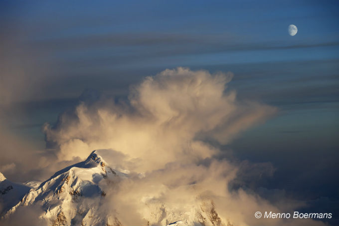 Moon over Mount Hunter