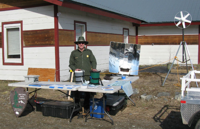 NPS Ranger at Earth Day display table NPS Ranger at Earth Day display table