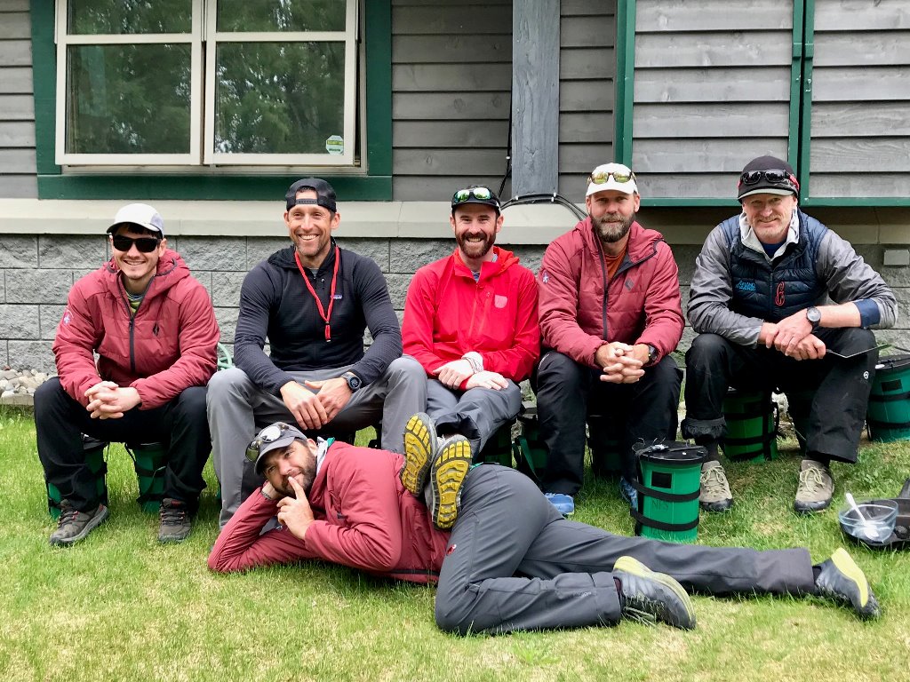 NPS Patrol #7 Six mountaineers sit outside the ranger station