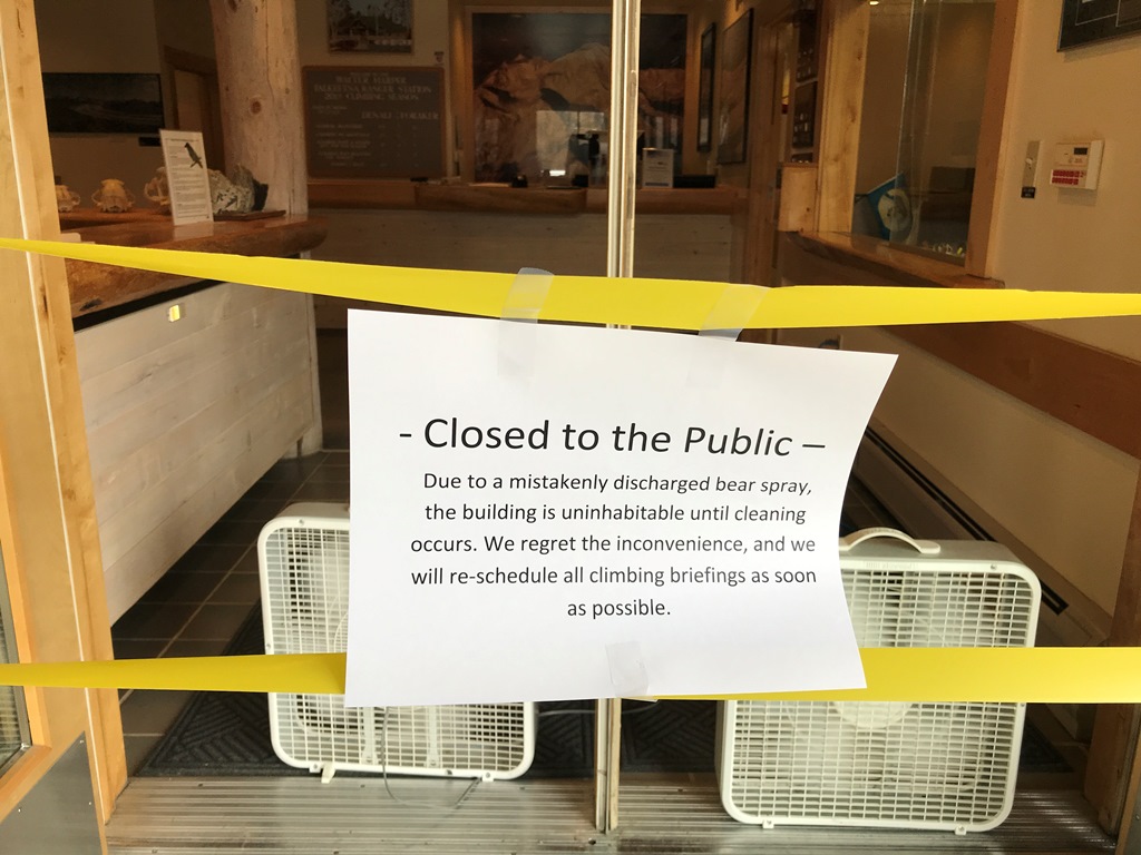 The Ranger Station was Closed to the Public due to an accidental bear spray deployment.