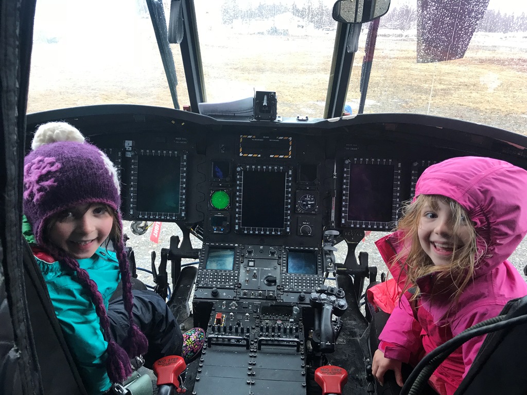 Two future pilots visit the Chinook cockpit Two future pilots visit the Chinook cockpit