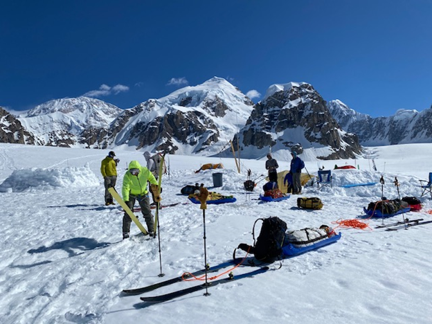 Launch Day A team readies their packs, skis, and sleds