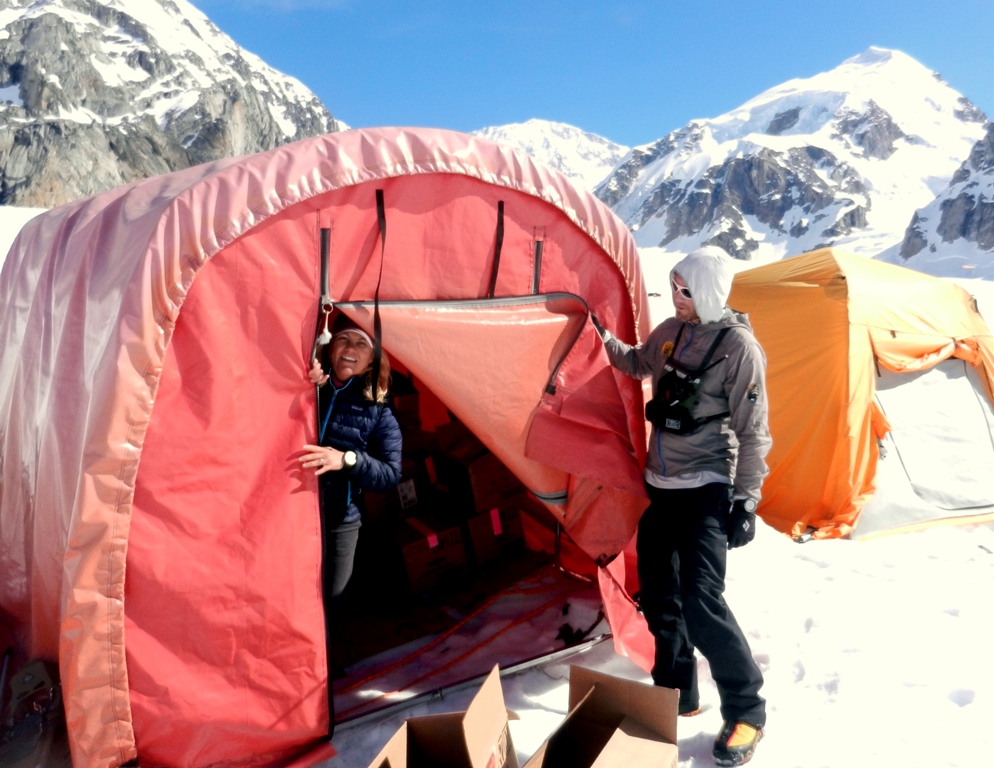 Basecamp manager Lisa Roderick and Ranger Chris Erickson at Basecamp