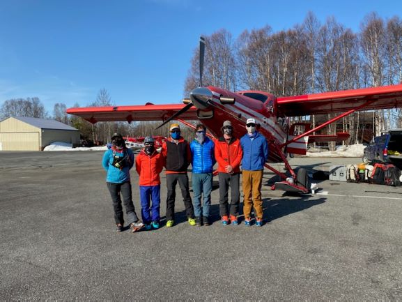 First NPS Ranger Patrol of 2021 Six masked climbers outside a small aircraft