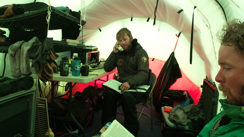 A look inside the ranger tent at 14 camp