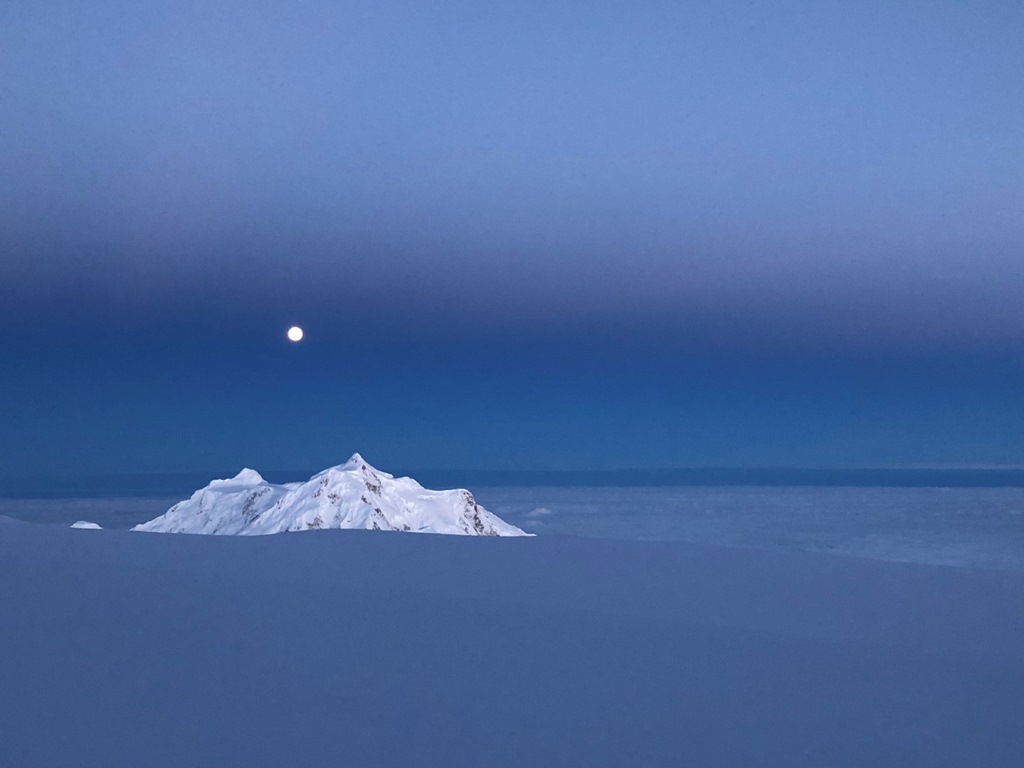 Moonrise over Mount Hunter