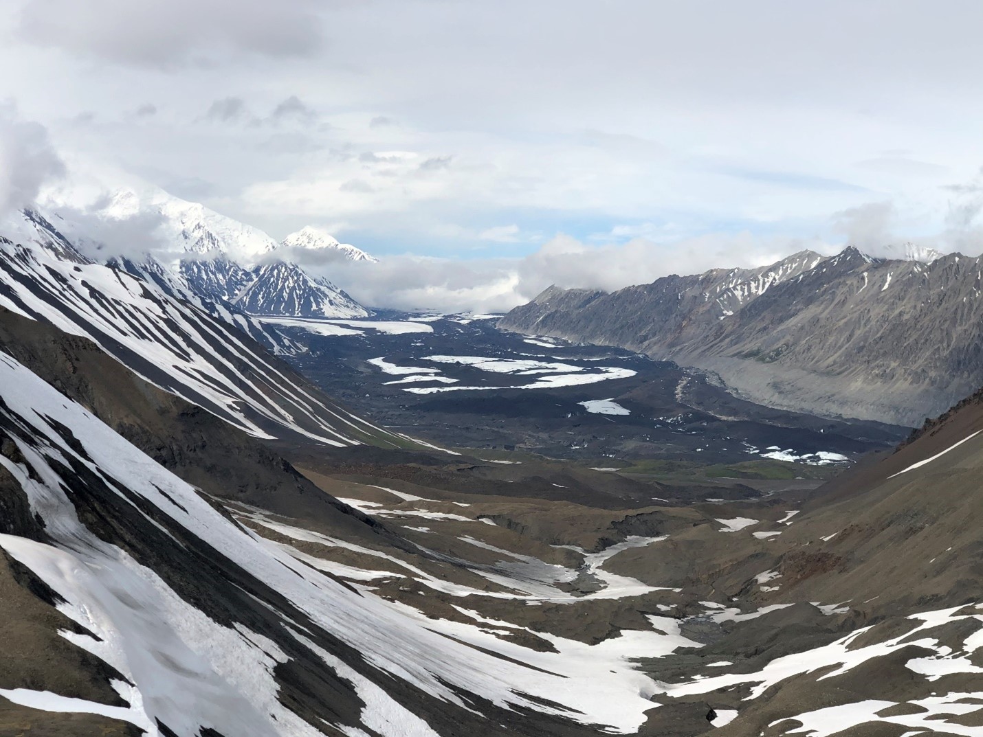 Image looking downward into a glacial valley