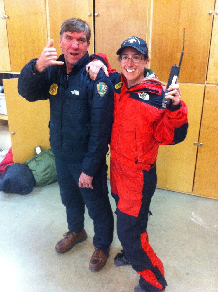 Two mountaineering rangers at the Talkeetna Ranger Station