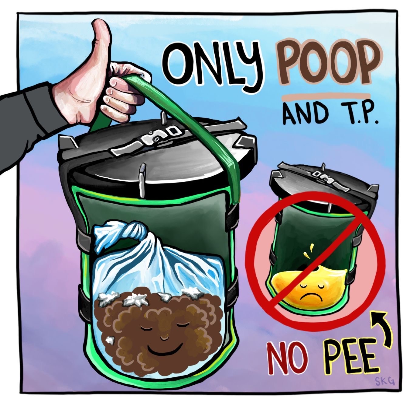 CMC graphic reminding only poop and TP, no pee