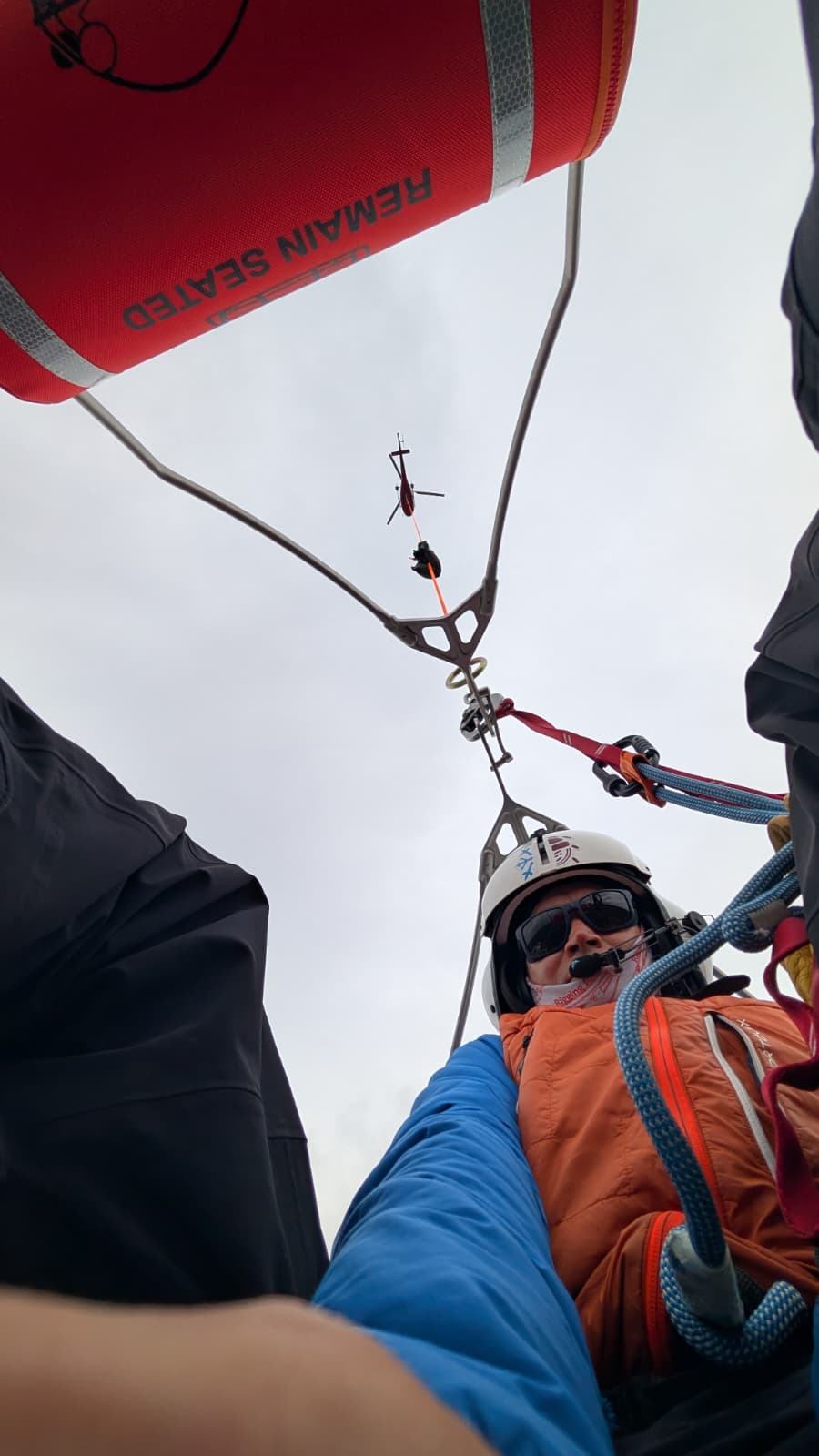 inside the coast guard rescue basket on a recent short haul training.