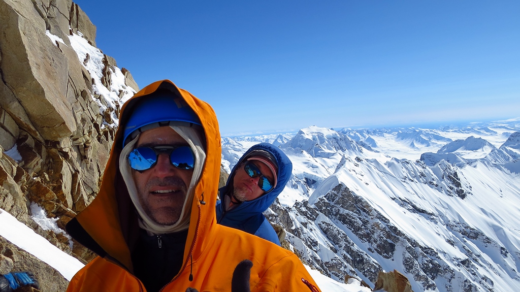 Two mountaineers in high mountain terrain