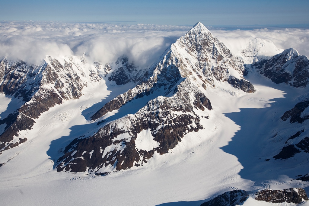 An aerial view of Mount Russell from the southeast