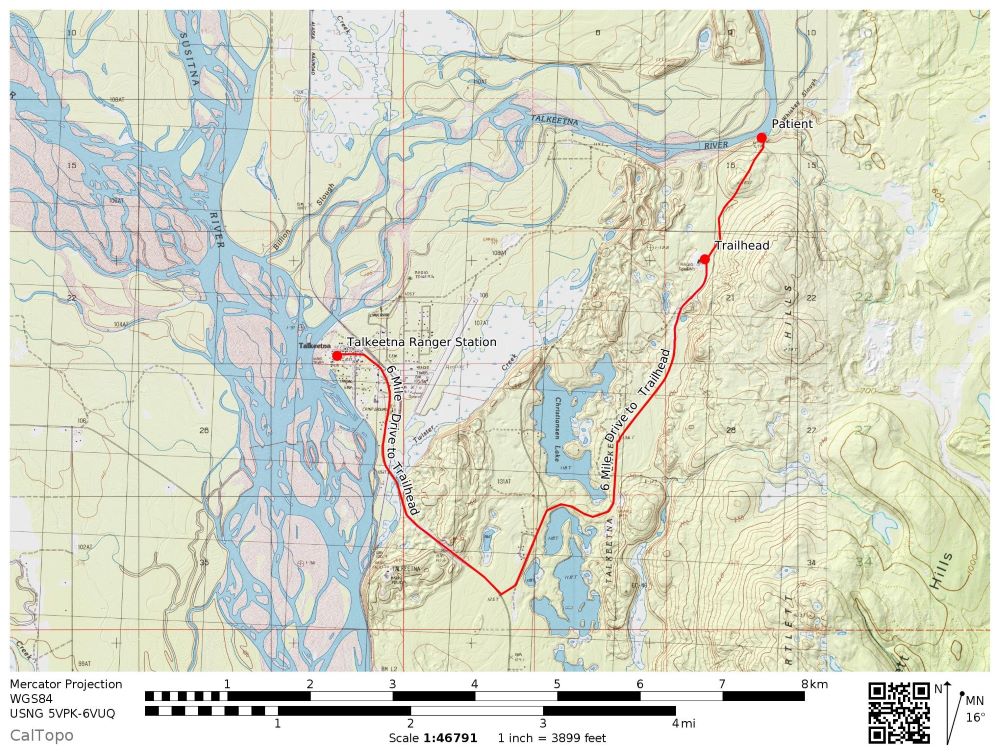 Topographic map of the rescue zone