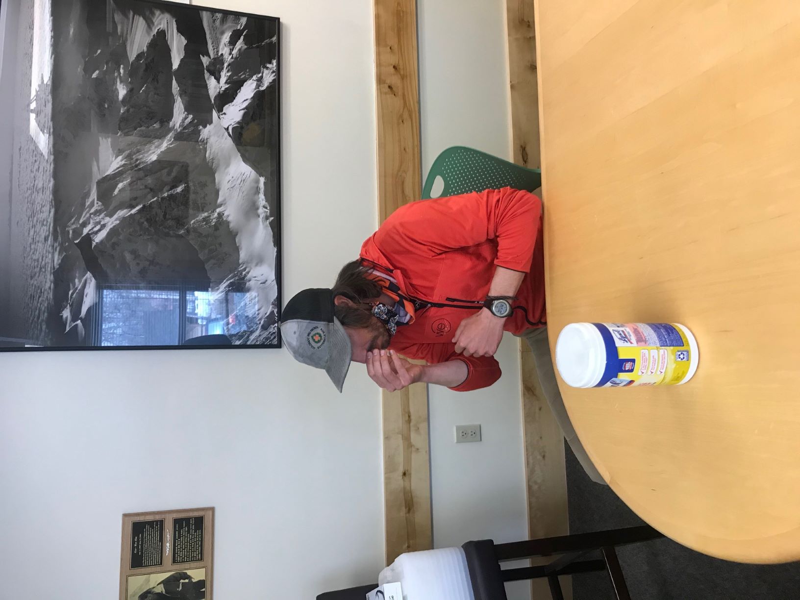 All NPS patrol members are fully vaccinated and tested for COVID-19 Climber collects a nasal sample for testing