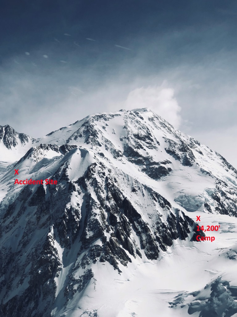 WB accident location Image depicting accident location relative to 14K camp