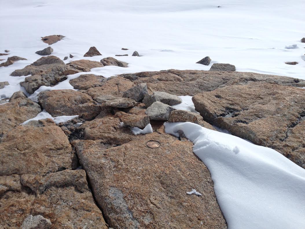 Benchmark in rocky area of WindyCorner