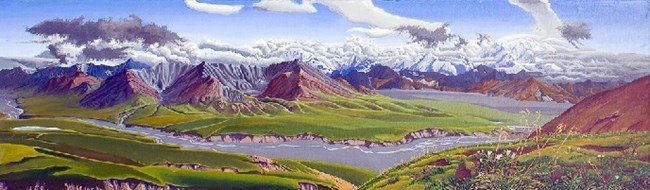 painting of mountains